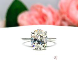 Oval CZ Engagement Ring Near Colorless Size 7.25 FINAL SALE