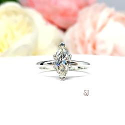 Marquise Near Colorless Cubic Zirconia 6 Prong Engagement Ring SIZE 7 FINAL SALE
