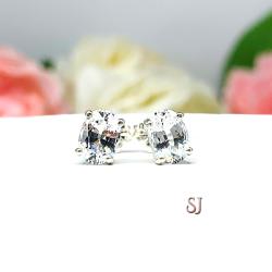 Oval Lab White Sapphire Stud Earrings