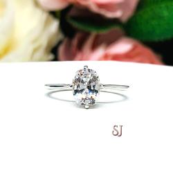 Lab White Sapphire 8x6mm Elongated Cushion Antique Design Ring Size 7