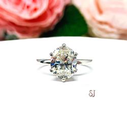 Oval 10x8mm Near Colorless CZ Engagement Ring