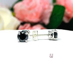Round Black Moissanite Stud Earrings Authentic