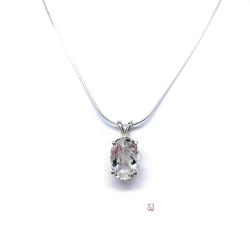 Natural White Topaz Oval Pendant With Optional Chain