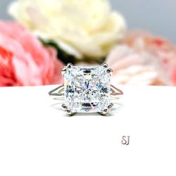 Princess Cubic Zirconia Statement Engagement Solitaire Ring