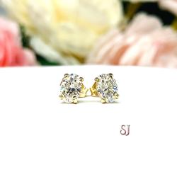 Oval Moissanite 14k Gold Stud Earrings 6x4mm 1 Carat Total Authentic CLEARANCE