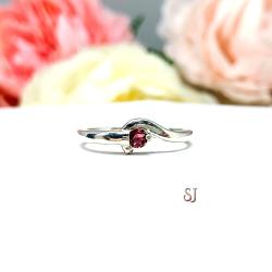 October Birthstone Pink Tourmaline Stacking Ring