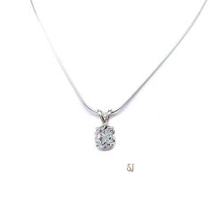 White Topaz Round Pendant Sterling Silver Necklace Natural