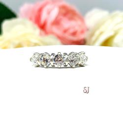 Round Near Colorless 4mm Cubic Zirconia Five Stone Ring