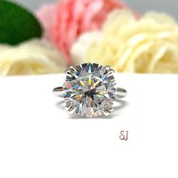 Round 13mm Cubic Zirconia 3mm Band Engagement Ring