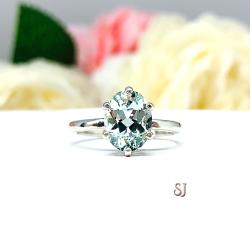 Natural Aquamarine 9x7mm Oval Ring Size 8