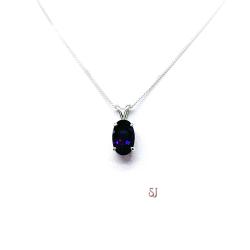 African Amethyst Oval Pendant Sterling Silver Necklace Natural 12x8mm 3 Carats