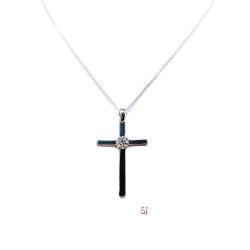 Moissanite Cross Sterling Silver Pendant With Optional Chain