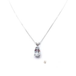 White Topaz Pear Pendant Sterling Silver Necklace Natural