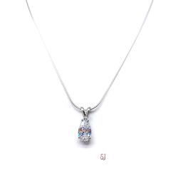 Pear CZ Pendant Sterling Silver Necklace Colorless Cubic Zirconia