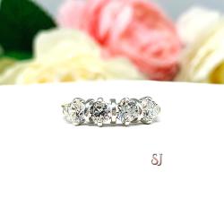 Round Near Colorless 4mm Cubic Zirconia Four Stone Ring