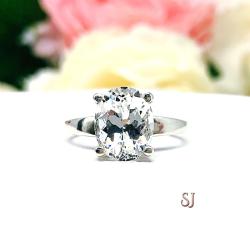 Natural White Topaz Oval Wide Band Ring FINAL SALE