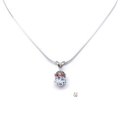 Oval Lab White Sapphire Six Prong Pendant With Optional Chain