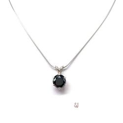 Black Round Moissanite Sterling Silver Pendant Necklace Authentic
