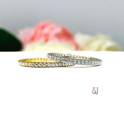 Round Cubic Zirconia Eternity Wedding Gold Band or Stacking Ring