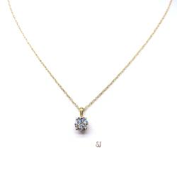 Round 6mm (3/4 ct) Moissanite 14k Yellow Gold Pendant Necklace FINAL SALE