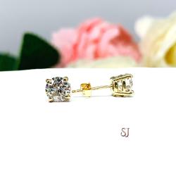 Round Moissanite 10k Gold Heavyweight Stud Earrings FREE 2 DAY UPS
