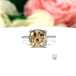 Old Mine Cut 8mm Champagne CZ Engagement Ring