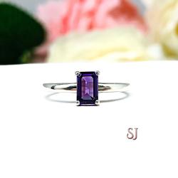 6x4mm Natural African Amethyst AAA Emerald Cut Ring SIZE 5 FINAL SALE