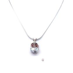 Lab White Sapphire Oval Pendant Sterling Silver Necklace