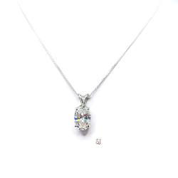 Near Colorless 12x8mm Oval Cubic Zirconia Pendant With Optional Chain