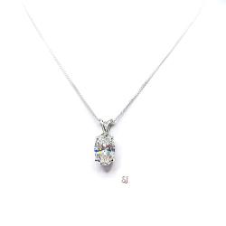 Oval CZ Pendant Sterling Silver Necklace 3 Carats 12x8mm Near Colorless Cubic Zirconia
