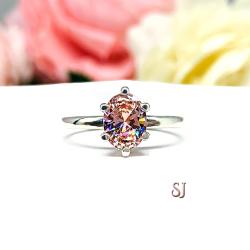 Oval Swarovski Morganite 8x6mm Cubic Zirconia Ring