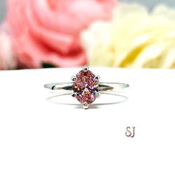 Oval Swarovski Morganite Pink 7x5mm CZ Ring