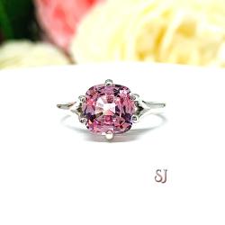 Lab Pink Sapphire 8mm Cushion Ring
