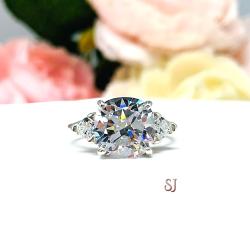 Brilliant Cushion Trillion CZ Engagement Ring