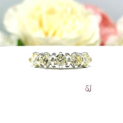 Round 4mm Light Yellow CZ Five Stone Ring