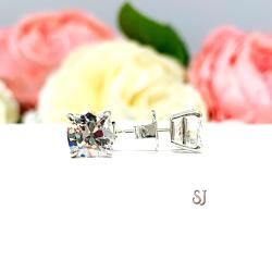 Old Mine Cut Cubic Zirconia Basket Stud Earrings