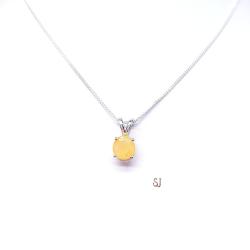 Ethiopian Opal Pendant 8mm Round 1 Carat Sterling Silver Necklace