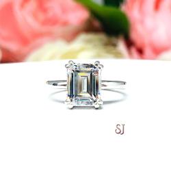 Emerald Cut CZ 9x7mm Engagement Ring Lower Profile Double Prong Size 6 FINAL SALE