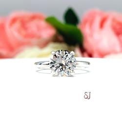 Lab White Sapphire Round Engagement Ring