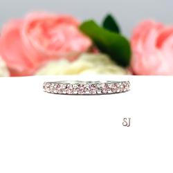 Round Swarovski Morganite Pink CZ Wedding Band 2.5mm