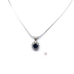 Round Lab Blue Sapphire CZ Cluster Pendant With Optional Chain