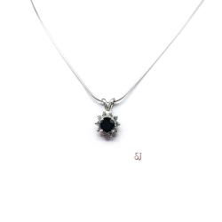 Black Round Moissanite Halo Pendant Necklace Sterling Silver Authentic