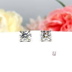 Cushion Moissanite Gold Stud Earrings Authentic FREE 3RD DAY UPS