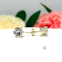 Round Brilliant Lab White Sapphire Six Prong Stud Earrings