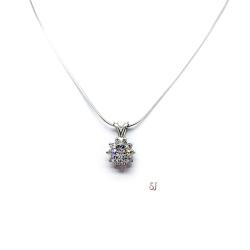 Round CZ Halo Pendant Sterling Silver Necklace Cubic Zirconia Accents