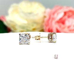 Cushion Cut Cubic Zirconia Stud Earrings