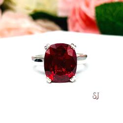 Lab Created Ruby Elongated Cushion Ring 12x10mm Wide Band Low Profile