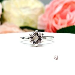 Pink Morganite Sterling Silver Ring Pastel 7mm Round Size 8 FINAL SALE