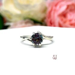 Round Lab Created Alexandrite 6 Prong Ring