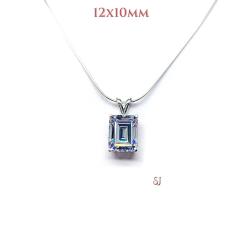Emerald Cut CZ Pendant Sterling Silver Necklace Colorless Cubic Zirconia